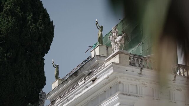 Detail of Achillion palace in Corfu island under construction, Greece