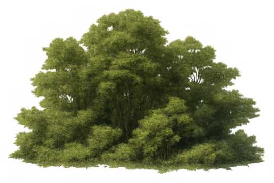 Lush green foliage growing on a tree with an isolated transparent background, conveying nature and environment - Powered by Adobe