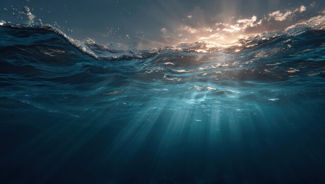 Underwater sunrise, sunbeams - Powered by Adobe
