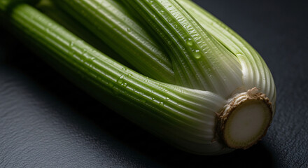 Macro Close-up of Celery Stalks Texture