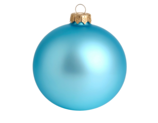 Muted teal glass sphere ornament with gold cap