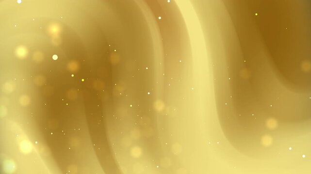 Abstract golden flowing background with scattered light sparkles, suitable for luxury branding, elegant design projects, and festive event promotions.