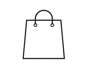 Simple black and white illustration of a shopping bag with a handle