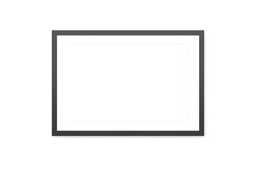 Black rectangular frame with soft shadow creating a stylish display or outline element on transparent background