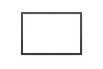 Black rectangular frame with soft shadow creating a stylish display or outline element on transparent background