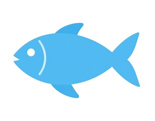 Obraz premium Simplified blue fish illustration with fins, a curved line, and a single eye
