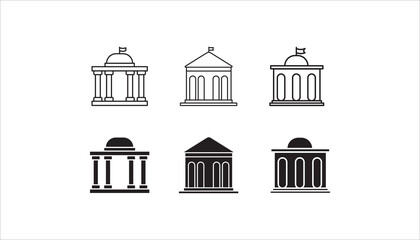 City hall building line icon set, outline vector sign, linear style pictogram, vector illustration on white background.