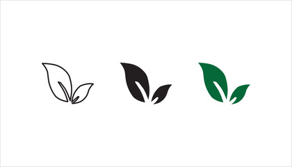 ecology green leafs icon set on background	
