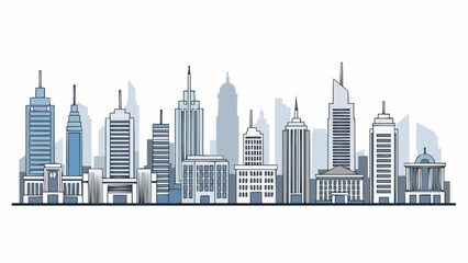 Fototapeta premium Modern City Skyline with Tall Buildings and Skyscrapers.