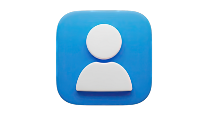 3D Blue User Icon with White Silhouette