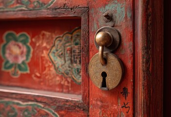 Antique door with intricate design
