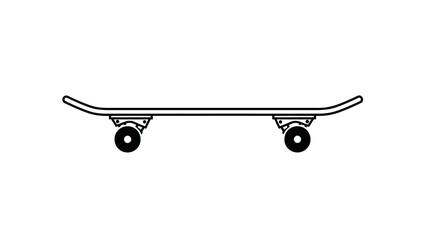 Simple Line Drawing of a Skateboard with Four Wheels and Trucks