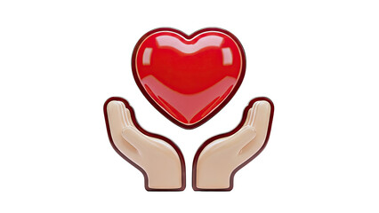 Obraz premium Hands holding a red heart icon