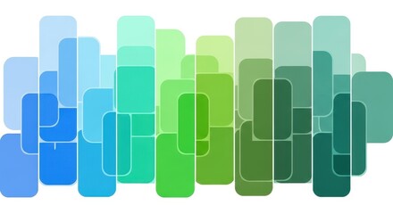 Abstract Geometric Shapes in Gradient Blues and Greens with Modern Minimalist Design on White Background for Infographic Template