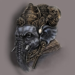 Illustration in fantasy form of the god Ganesha in Balinese art version