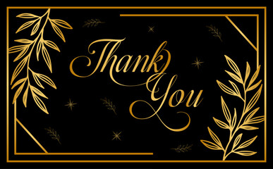 Thank you card template featuring floral elements and leaf motifs with cursive typography for appreciation messages, personal correspondence, and formal stationery use