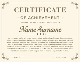 Certificate card template in vector format with professional typography, featuring vintage layout for achievement awards, diplomas, and appreciation documents.