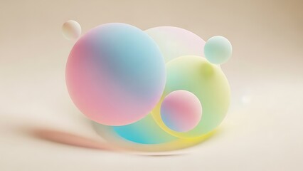 A dynamic arrangement of colorful pastel spheres in a minimalist abstract style