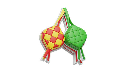 Ketupat Decorations - Red, Yellow, and Green