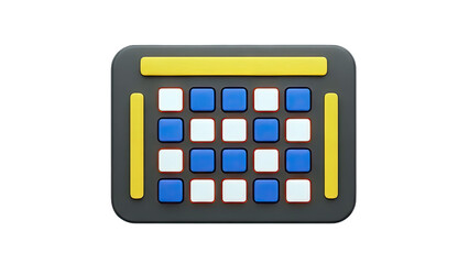 3D Render of a Grid of Buttons with Blue and White Squares