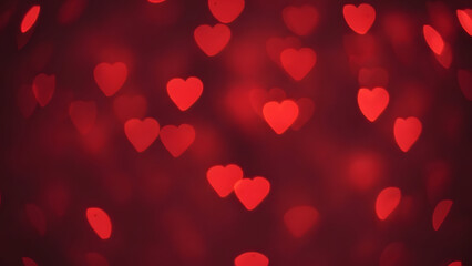 Romantic red hearts floating on dark background for Valentine's Day