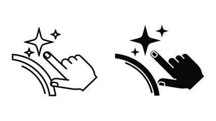 Hand clicking on star icon with magic effect © JubayerStock