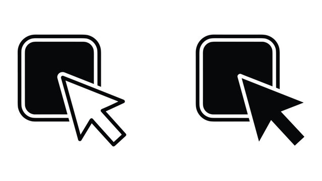 Click here button with white and black mouse cursor