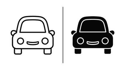 Car icon set with white and black color