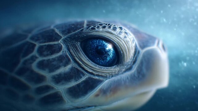 Sea turtle eye closeup macro blue ocean underwater detail wildlife marine reptile nature portrait with vibrant blue eye texture dreamy macro detail ocean wildlife marine reptile shell texture closeup