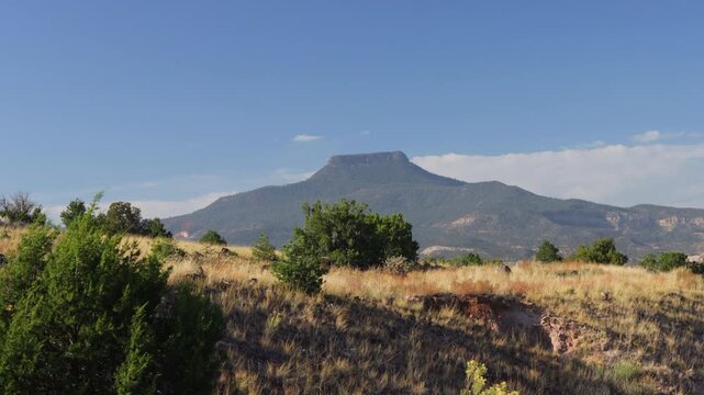 Landscape view of Cerro Pedernal, a distinctive landmark in the high desert of northern New Mexico