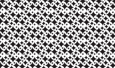 Geometric Diamond Star Pattern Texture. Modern Seamless  Pattern with Black Star and Circle Ornaments on White Background. Ideal for Wallpapers, Textiles, Backgrounds, and Vector Illustrations.