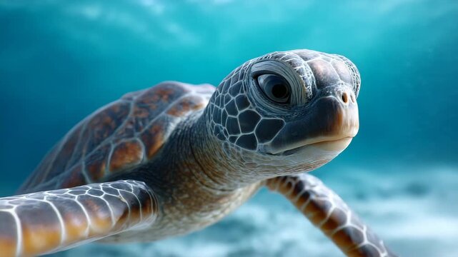 Sea turtle underwater ocean wildlife marine selfie closeup nature blue animal swimming turtle portrait peaceful mood tropical habitat sea life blue water tropical nature aquatic creature marine