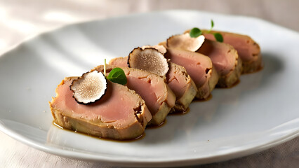 Fresh Foie Gras Slices Porcelain Elegant