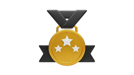 Gold Medal with Three Stars and Black Ribbon