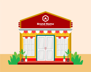 Flat design style of shop with simple and modern looks