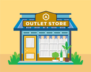 Flat design style of shop with simple and modern looks