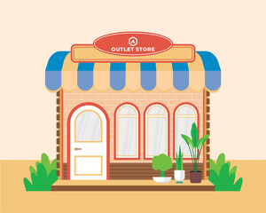 Flat design style of shop with simple and modern looks