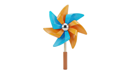 Colorful Pinwheel with Orange and Blue Blades