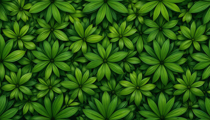 Green leaves pattern with six petal flowers leaf pattern foliage plant texture