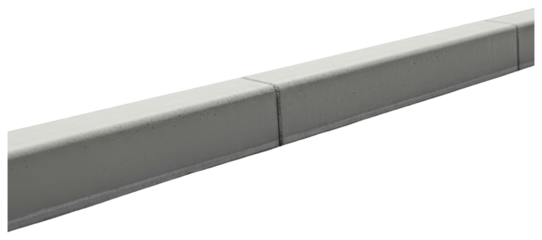 Grey concrete pavement curb stone section for road construction on a transparent background