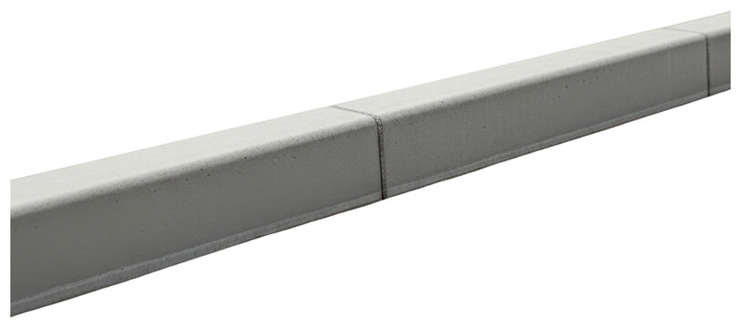 Grey concrete pavement curb stone section for road construction on a transparent background