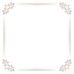 Winter berry frame. Christmas decorative square border.