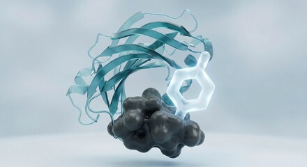 Phase II Drug Metabolism: UGT Enzyme Attaching Glucuronic Acid to a Toxin (3D Illustration)