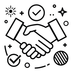 Minimal Smooth Outline Handshake Icons