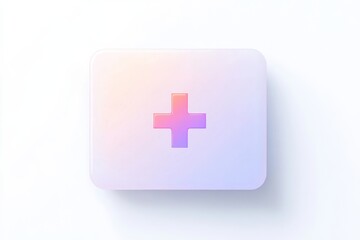Obraz premium Minimalist first aid box with gradient red cross symbol on white background