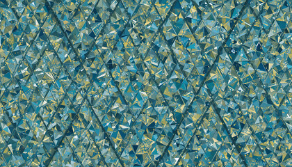 Blue and gold geometric pattern with diamond shapes