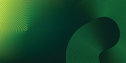 Green abstract background with glowing geometric lines. Modern gradient rounded square lines pattern. Futuristic concept. Suit for banner, brochure, cover, poster, website, flyer. Vector illustration