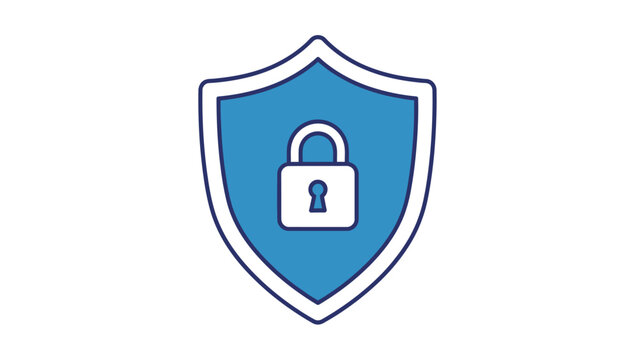 Cyber security shield with padlock icon. Digital data protection, privacy, and safe network access concept illustration.