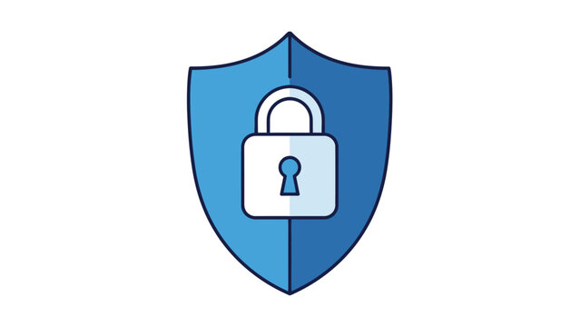 Digital security shield with padlock icon. Data protection, privacy, internet safety, and cybersecurity concept illustration.