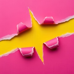 Torn Pink Paper Revealing Yellow Star.
